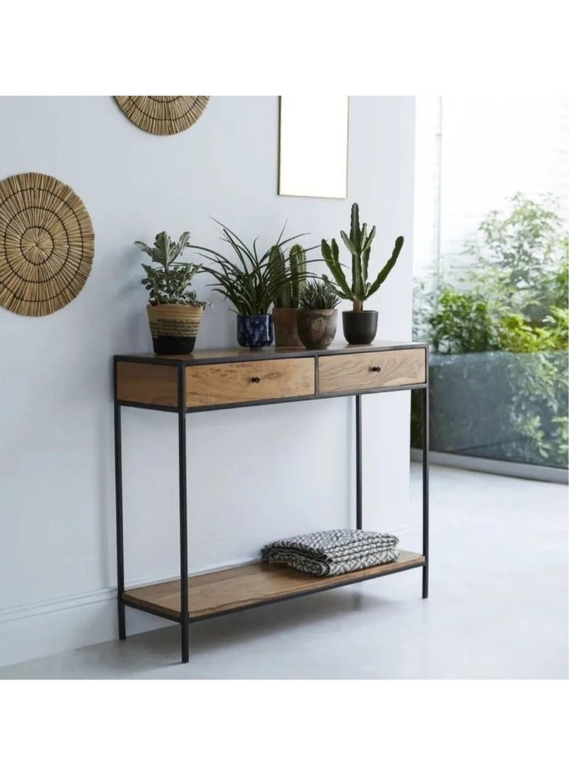 إكسبرت “طاولة كونسول خشبية عصرية مع أدراج وإطار معدني - مثالية للديكور  أو طاولة للقهوة أو طاولة المدخل ,EI-108 - Image 4